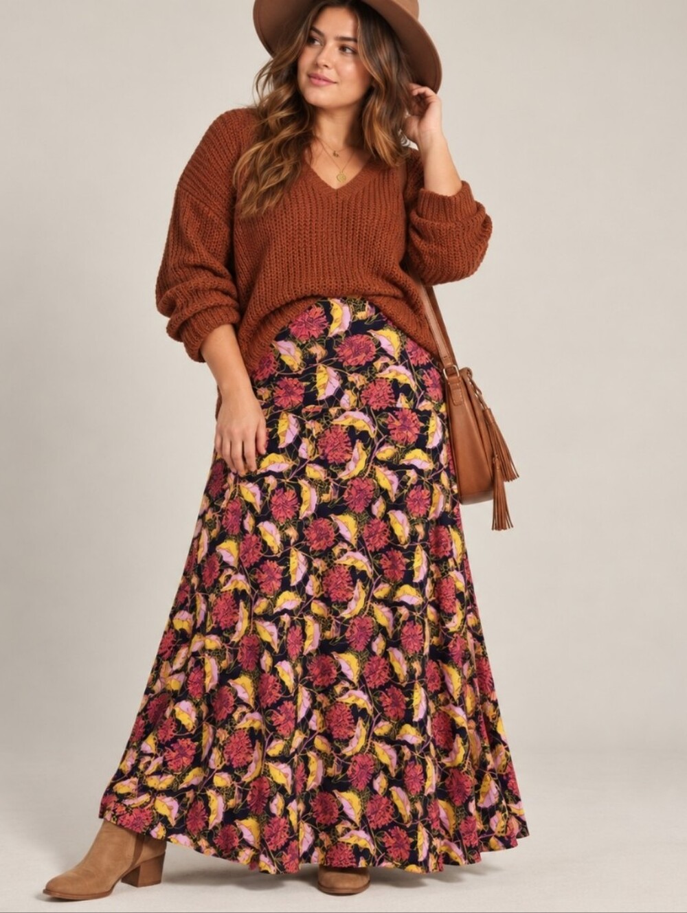 LuLaRoe Womens Large Maxi Skirt NWT Floral Navy Pink Pull On Stretch Waist